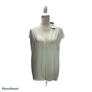 Lauren Ralph Lauren Off White Size L Woman's V-Neck Top‎ Blouse Cap MSRP 69 NWT